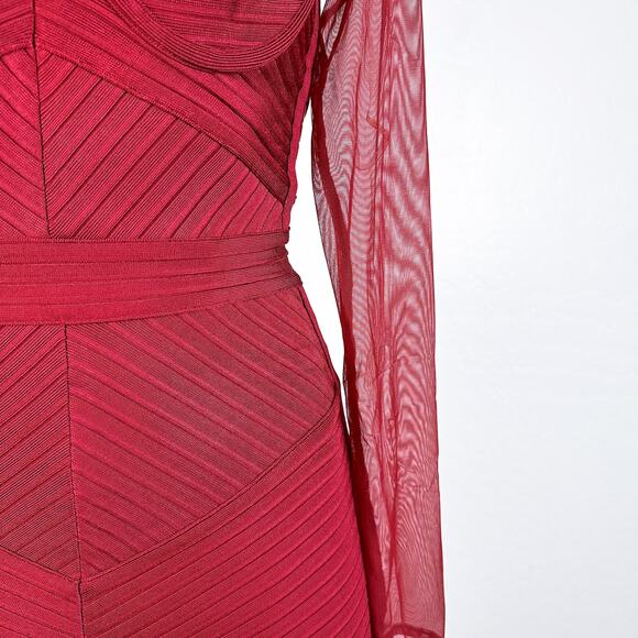 House of CB Coquette Lolita Feminine Noelle Bandage Sheer Sleeve Dress Red sz XS - Picture 5 of 11